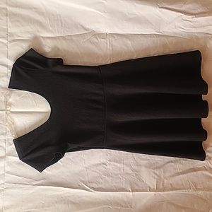 Planet Gold cute black skater dress rose floral embossed